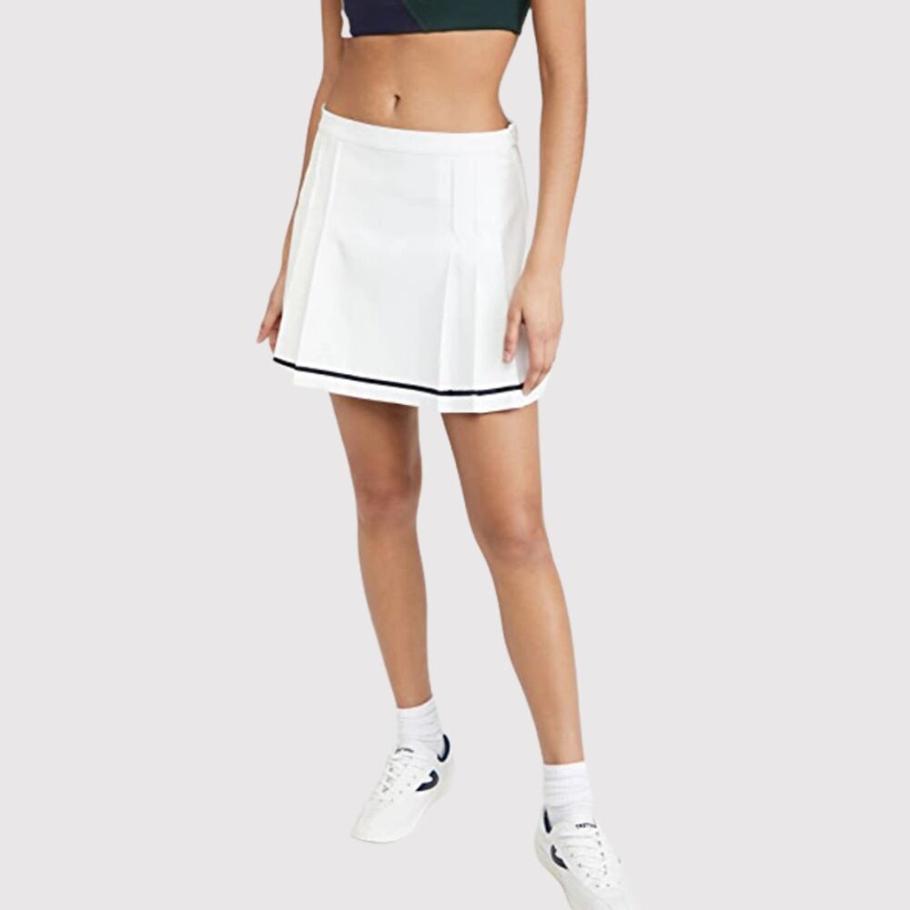 Tory Burch Women Skort White Mini Tech Twill Pleated Tennis A Line Skirt Size XL